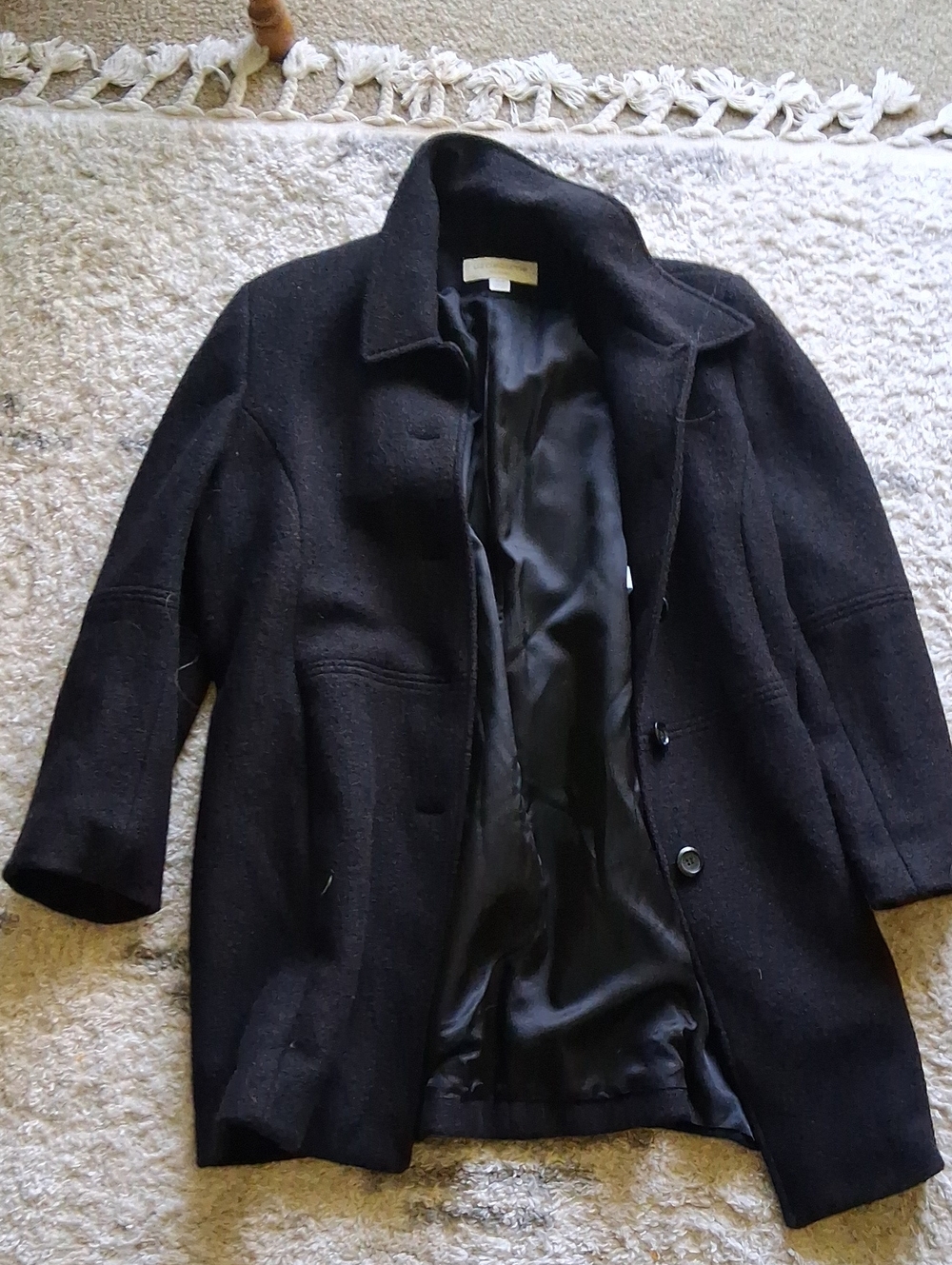 Liz Claiborne Women’s Black Wool Blend Coat - Classic Collar 18